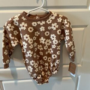 NWTCream and Brown Floral Bodysuit